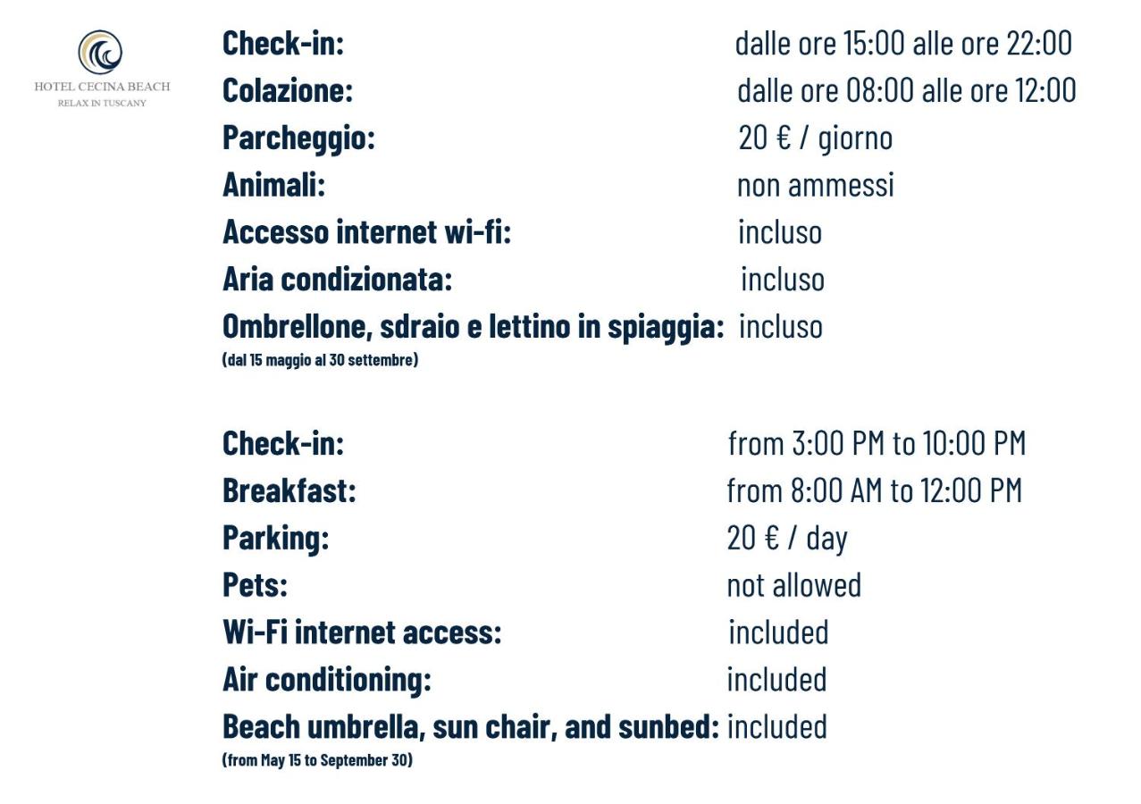 een schermafbeelding van een mobiele telefoon met een document bij Hotel Cecina Beach in Marina di Cecina