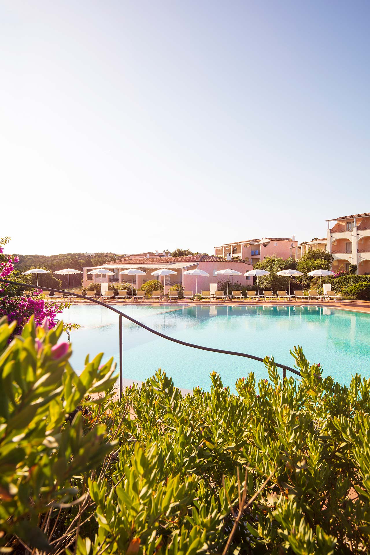 Zwembad omringd door palmbomen — Grand Hotel in Porto Cervo