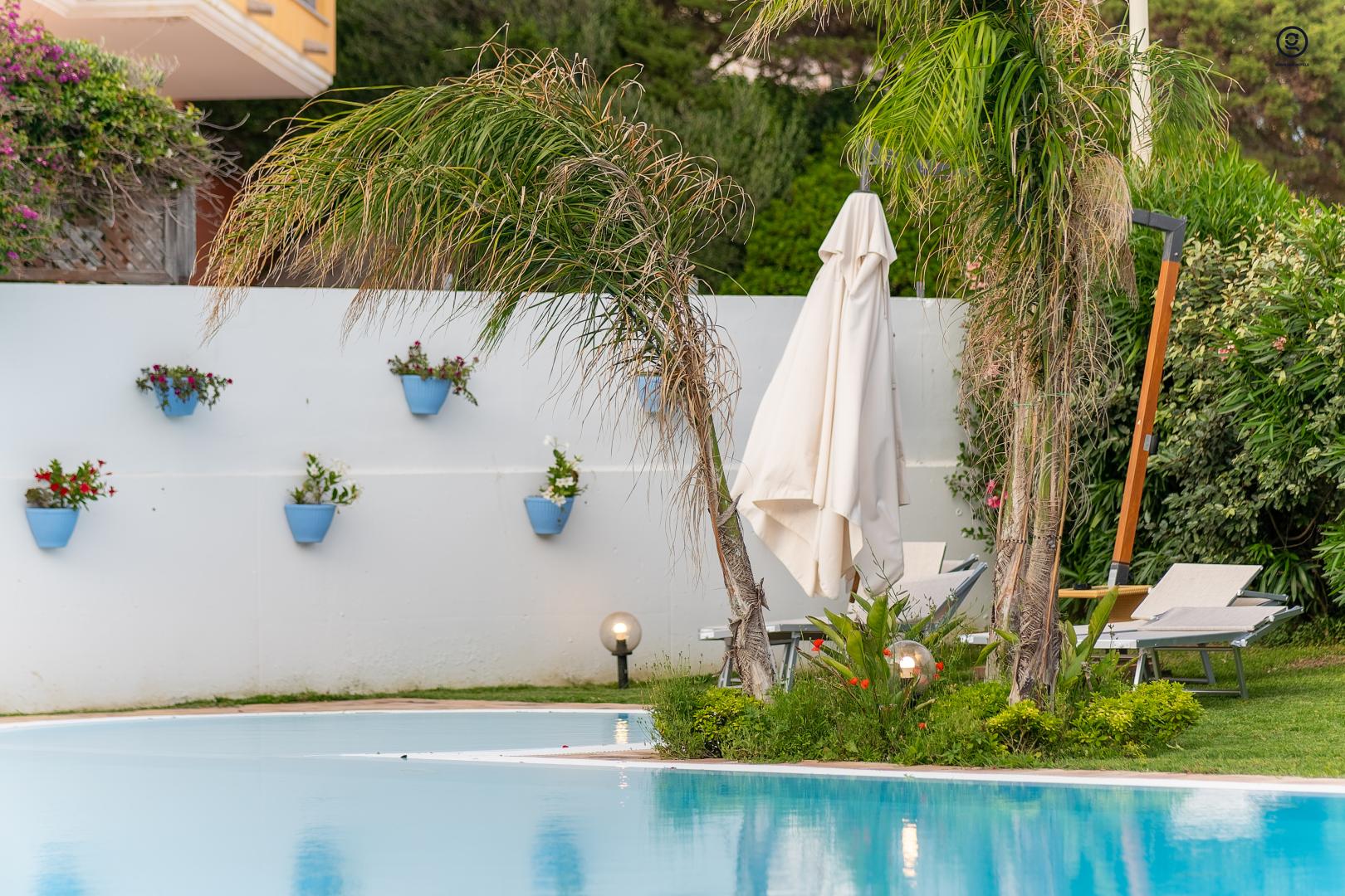 Tropische tuin met palmbomen — GH Diana Hotel