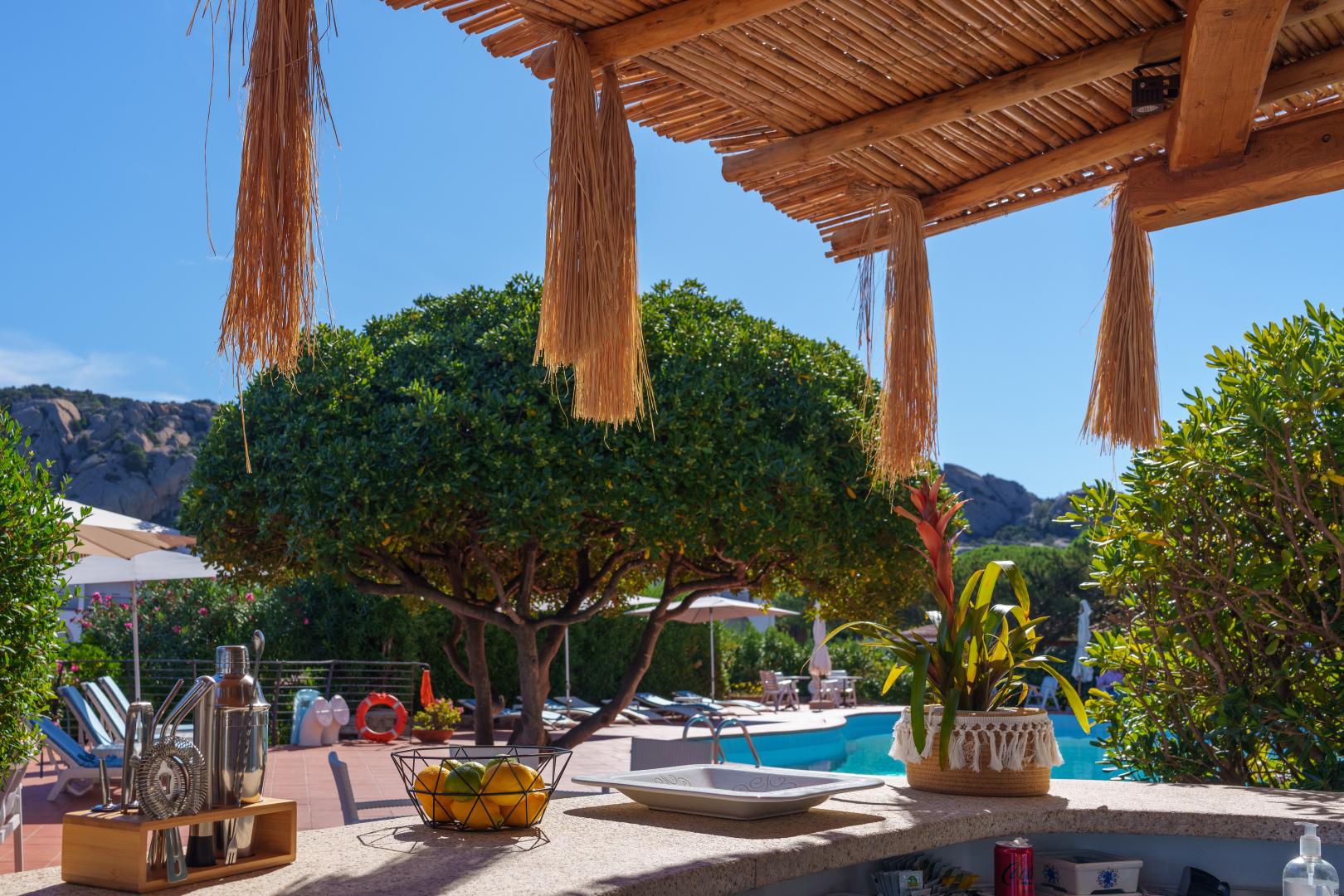 Tropische tuin met palmbomen — Hotel Punta Est