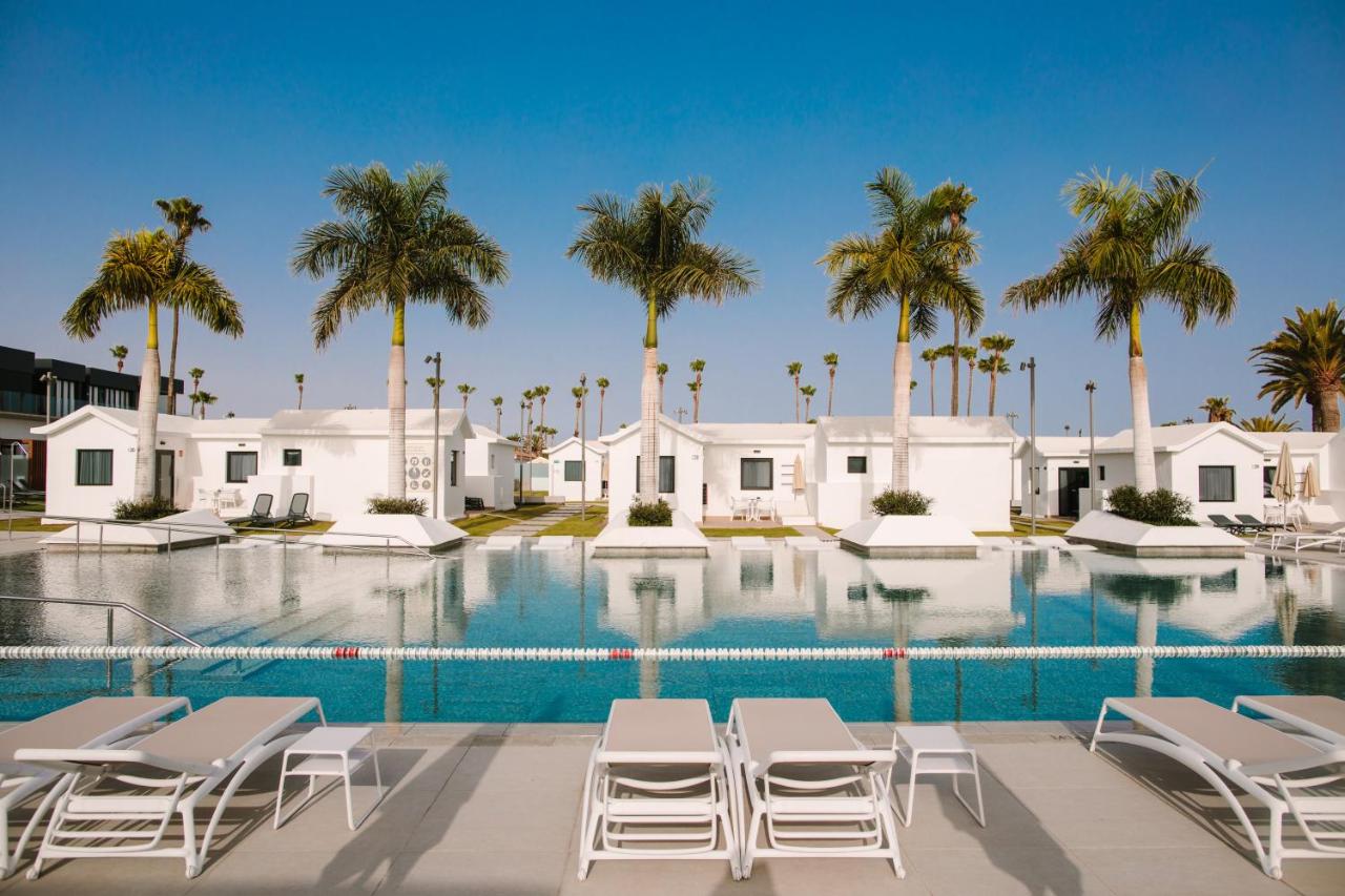 een zwembad met ligstoelen en palmbomen bij Club Maspalomas Suites & Spa - Adults Only in Maspalomas