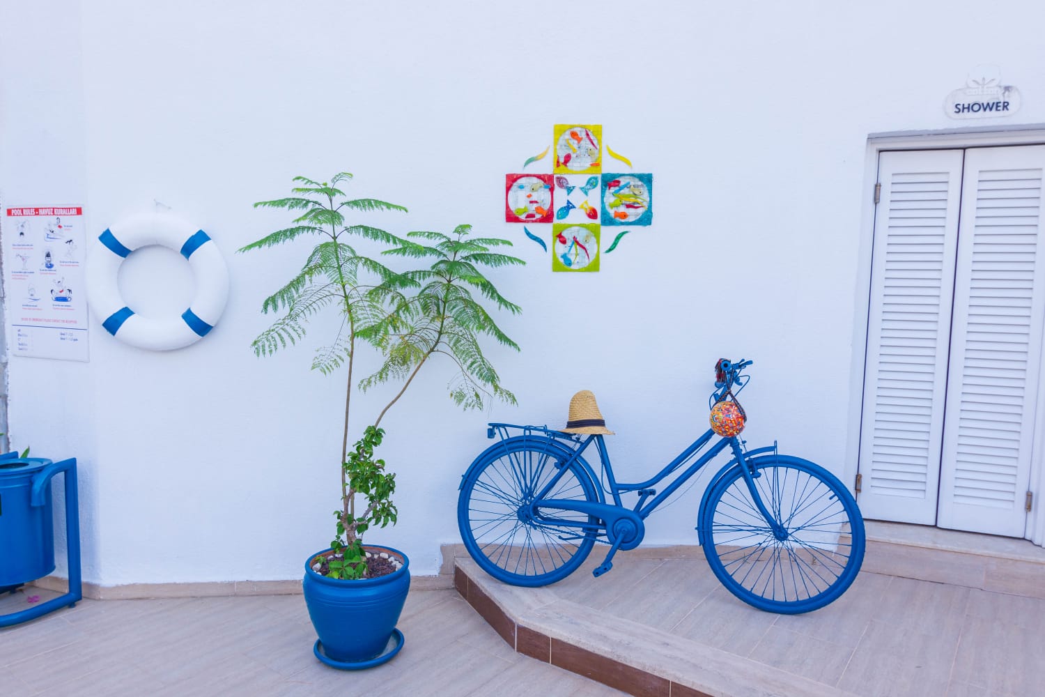 Tropische tuin met palmbomen — Cotton Boutique Hotel