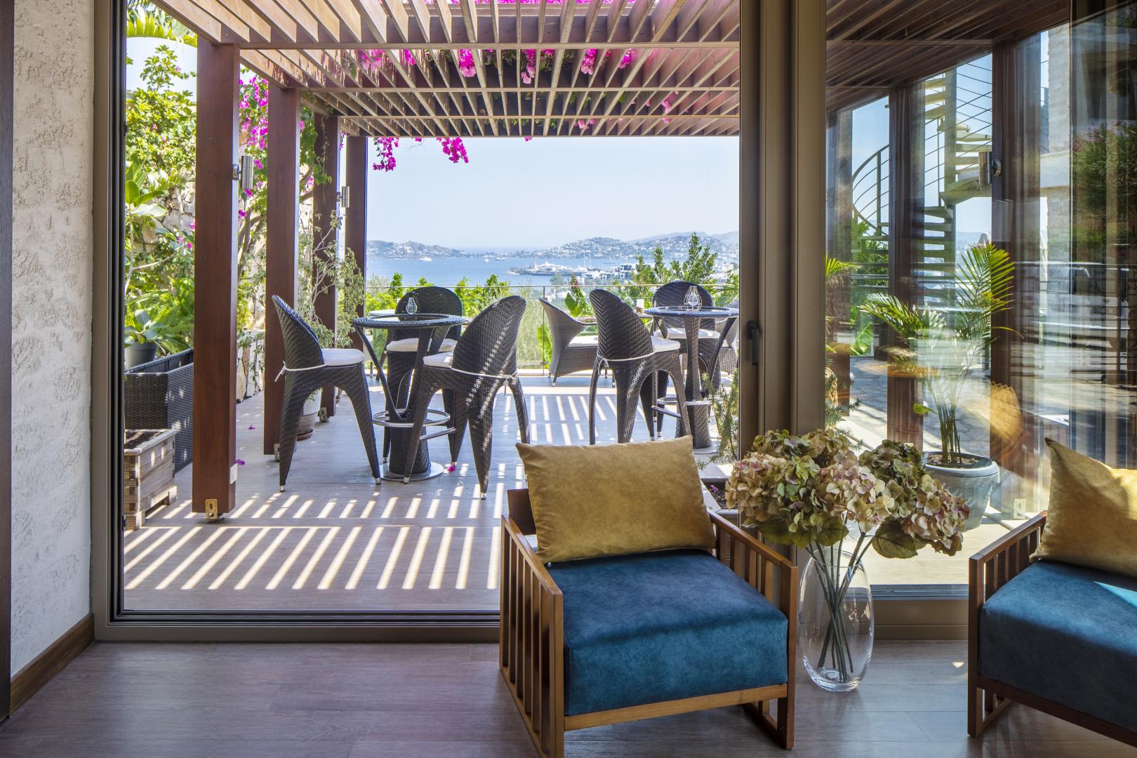 Zonsondergang vanaf het terras — Spektr Hotel Bodrum