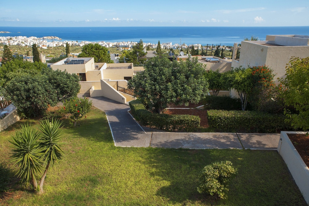 Tropische tuin met palmbomen — Sundance Apartments & Suites